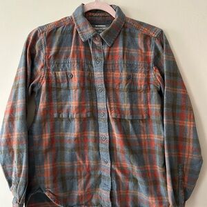 REI Orange and Gray Flannel Button-Down Shirt